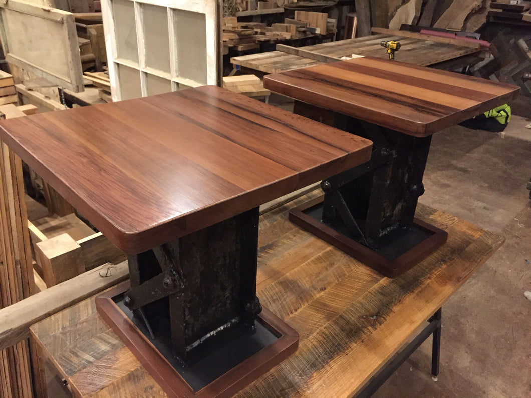 Reclaimed Wood Steel Base Frame End Table