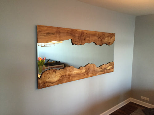 Handcrafted Live Edge Wall Mirror With Live Edge Wood Frame