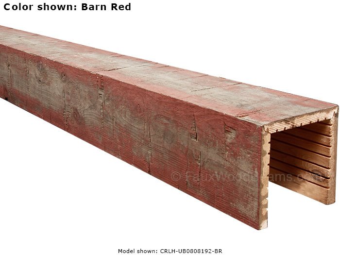 Red Color Modern Box Beam Mantel Made From Reclaimed Wood For Your Home