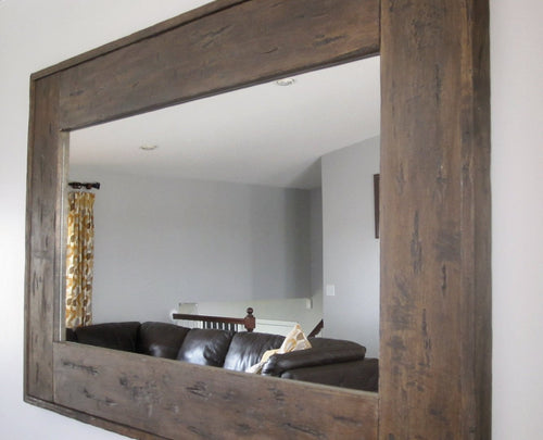 Custom Made Barn Wood Satin Finished Large Wall Mirror For Your Bedroom, Living Room, Bathroom And Entryway Room