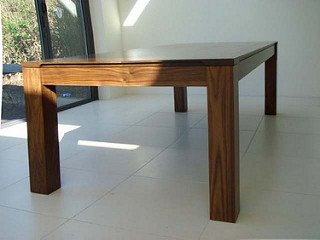 Mid-century style handmade walnut large (96” long) wooden Table.