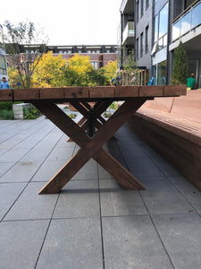 16ft Solid Wooden Reclaimed Redwood Long Table From Chicago Water Tower For Both Indoor And Outdoor Use