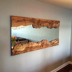 Handcrafted Live Edge Wall Mirror With Live Edge Wood Frame