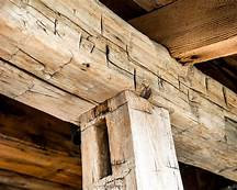 10" x 9" rough reclaimed barn wood beams made from mixed hard woods