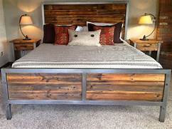 80” Queen Size Steel And Reclaimed Barn Wood Bed-Simple And Standard Bed For Your Home Décor.