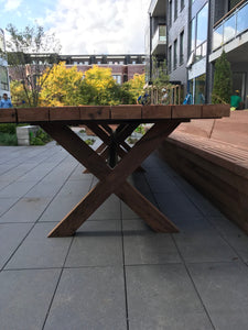 16ft Solid Wooden Reclaimed Redwood Long Table From Chicago Water Tower For Both Indoor And Outdoor Use