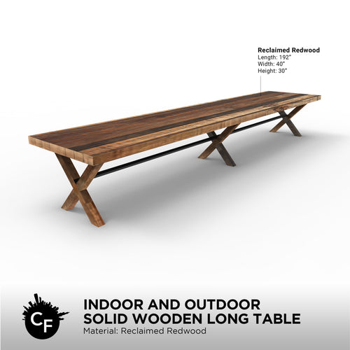 Indoor and Outdoor Solid Wooden Long Table