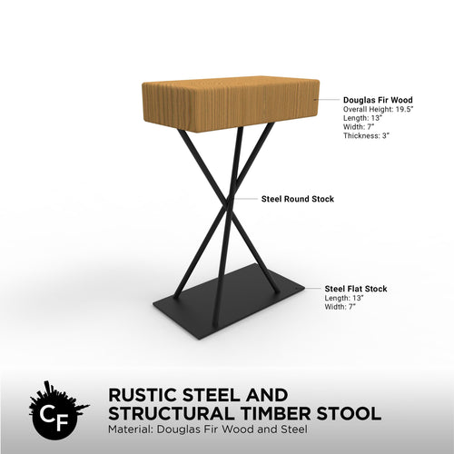 Rustic Steel and Structural Timber Stool